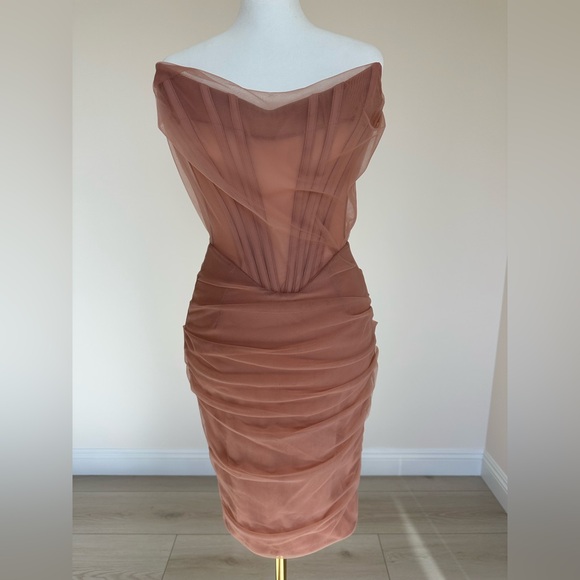 House of CB Leila Blush Mesh Corset Mini Dress| Size XS| No Tags, Not Worn - Picture 12 of 13
